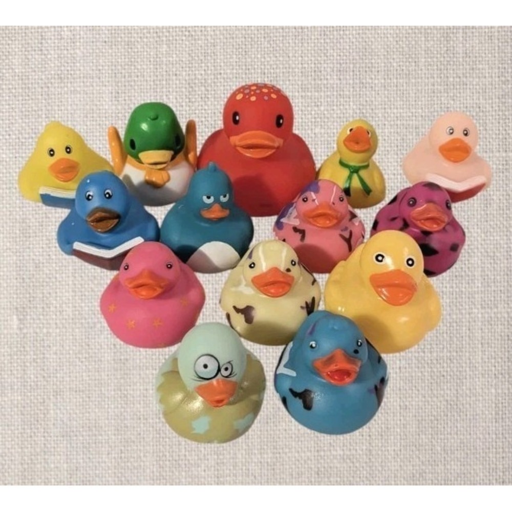 Rubber Ducks Colorful Rainbow Ducky Patterns Book Readers Mallard Bath Lot Of 14